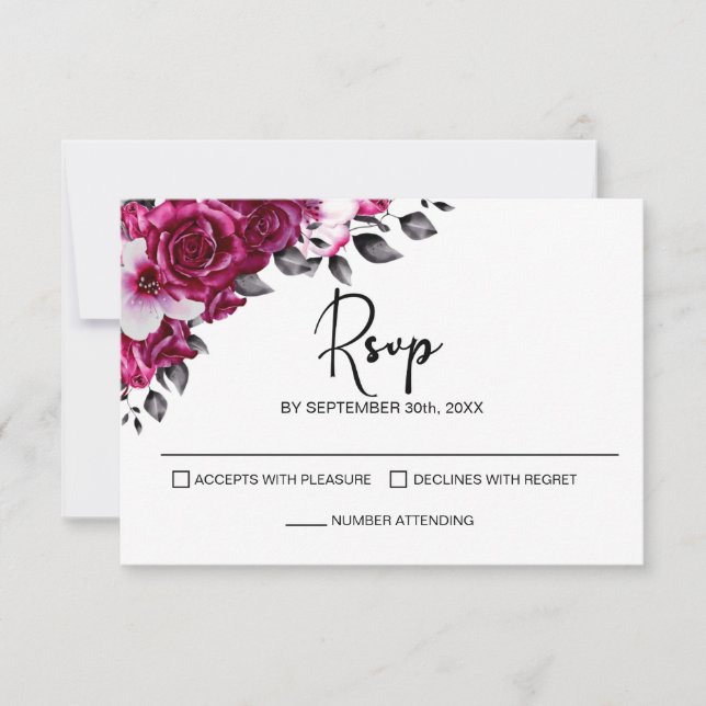 Boda floral rosa RSVP (Anverso)
