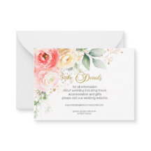 Boda floral rosa Rubor detalles tarjetas de gabine