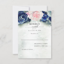 Boda floral rosa y marina azul RSVP