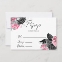 Boda floral rosa y negra de lujo RSVP