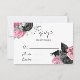 Boda floral rosa y negra de lujo RSVP