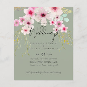 BODA Floral rosado de papel de viajero de presupue