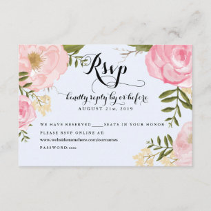 Boda floral rosado moderno RSVP en línea