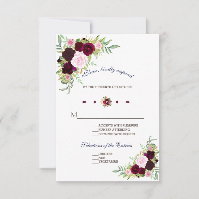 Boda floral Royal Burgundy Marsala RSVP (Anverso)