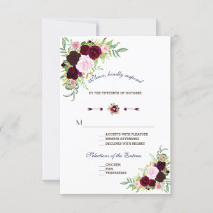 Boda floral Royal Burgundy Marsala RSVP