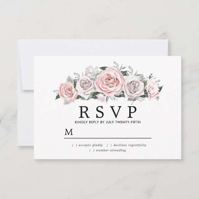 Boda floral Rustic Púrpura Rosa RSVP (Anverso)