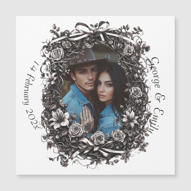 Boda floral rústica, sepia. (Anverso)