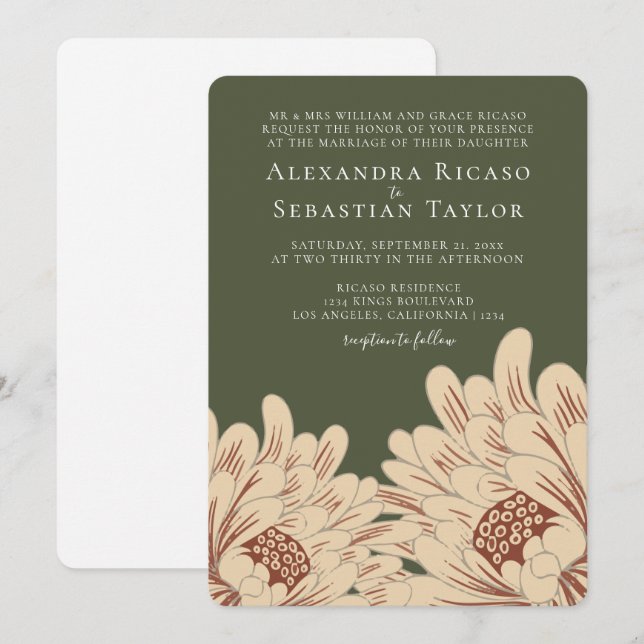 Boda floral simple y elegante (Anverso / Reverso)