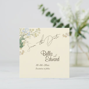 Boda floral suave Guardar la tarjeta de fecha