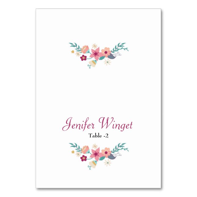 Boda floral Tarjeta de lugar (Anverso)