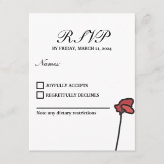 Boda floral Tarjeta RSVP Poppies rojos y rosados
