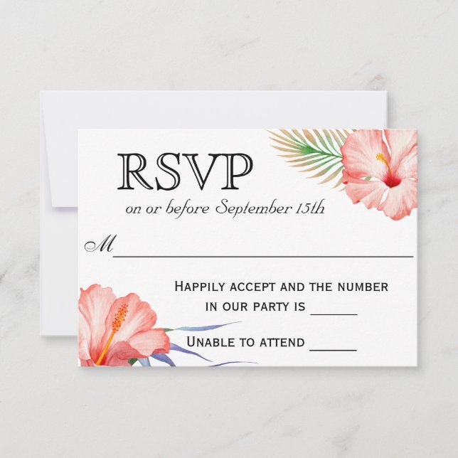 Boda floral tropical de Luau de Hawái RSVP (Anverso)