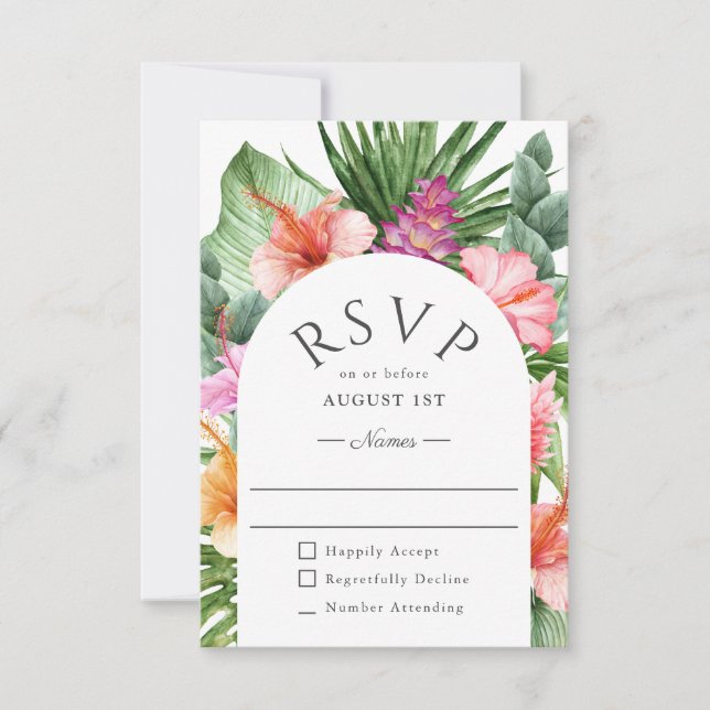 Boda floral tropical exuberante RSVP (Anverso)