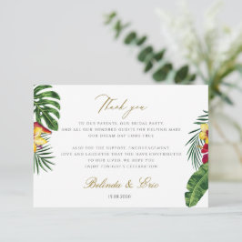 Boda Floral Tropical Gracias Tarjeta