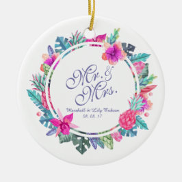 Boda floral tropical personalizado | Ornamento
