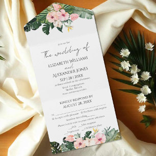 Boda Floral Tropical Todo En Una Invitación