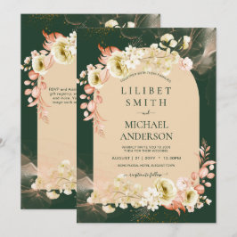 Boda floral verde de coral de temporada esmeralda