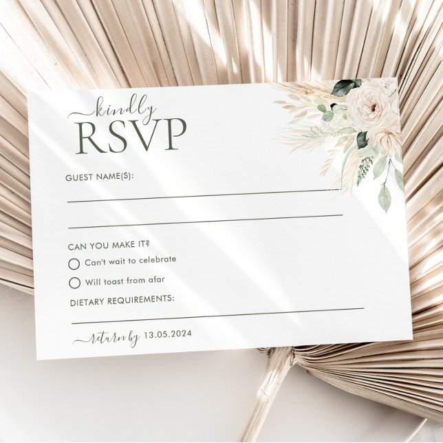 Boda floral verde RSVP Postcard Victoria (Front of RSVP Postcard)