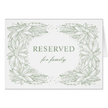 Boda floral verde rústica. Letrero de reservado ca