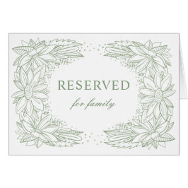 Boda floral verde rústica. Letrero de reservado ca