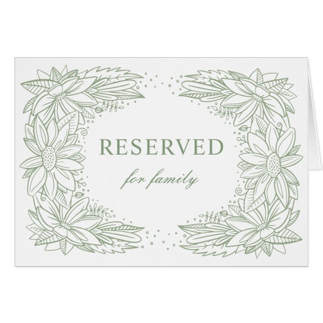 Boda floral verde rústica. Letrero de reservado ca (Anverso (Horizontal))
