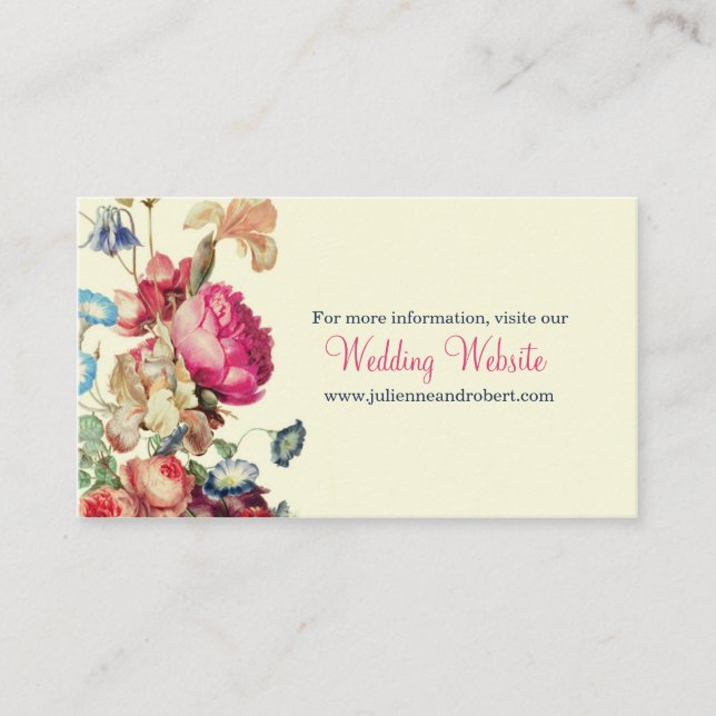 Boda Floral Vintage Tarjeta web simple RSVP (Anverso)