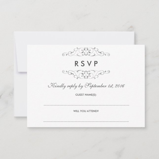 Boda floreciente de plata antigua RSVP (Anverso)