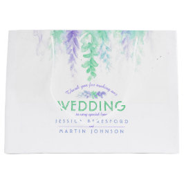 Boda flores moradas verdes gracias bolsa de regalo