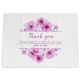 Boda flores rosadas gracias gran bolsa de regalo