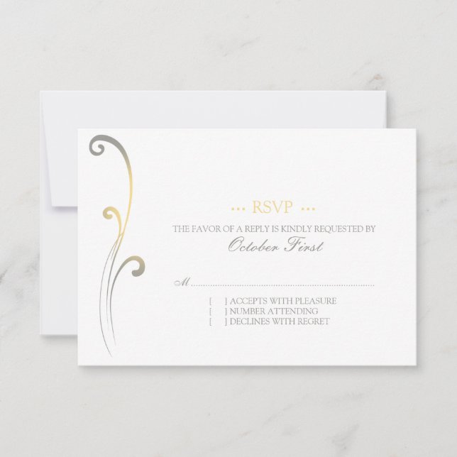 Boda florida gris y amarilla RSVP (Anverso)