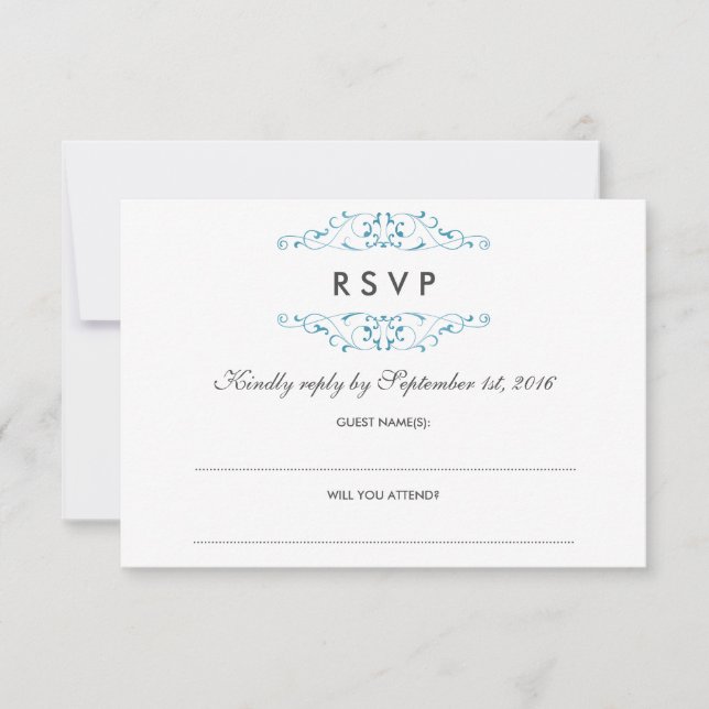 Boda Flourish anticuada RSVP (Anverso)