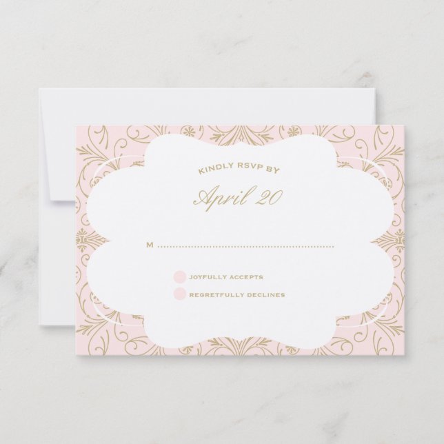 Boda Flourish RSVP rubor/oro (Anverso)