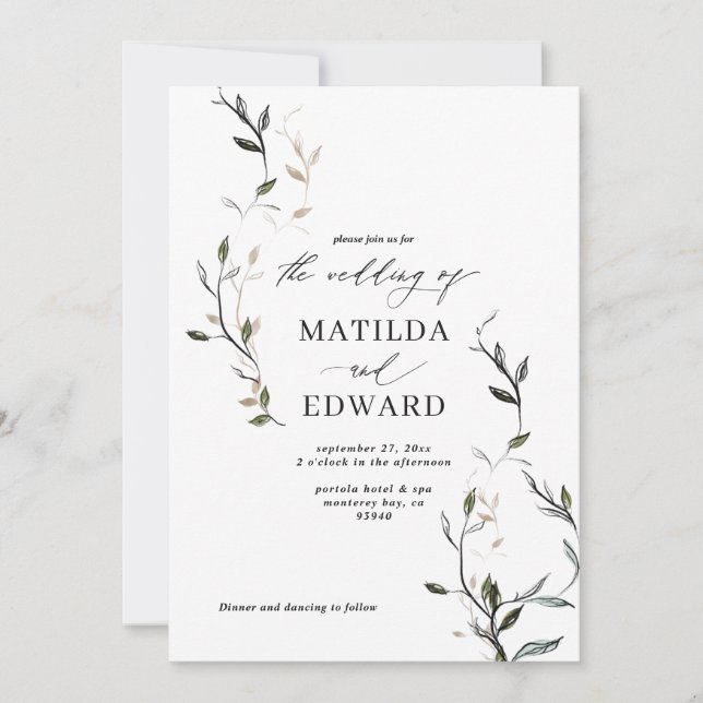 Boda folicular botánico de hoja esbozada (Anverso)