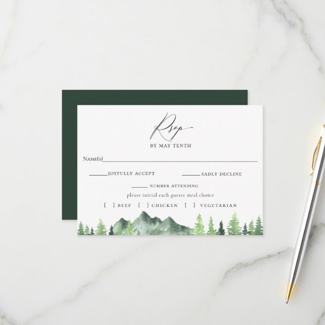 Boda Forestal de Montaña RSVP con Tarjeta de Elecc (Anverso/Reverso In Situ)