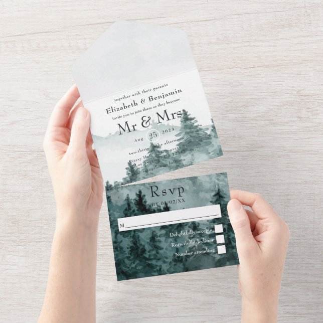 Boda Forestal De Woodland Todo En Una Invitación (desgarro)