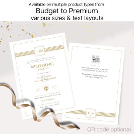 Boda formal clásico Monograma Invitación de oro bl