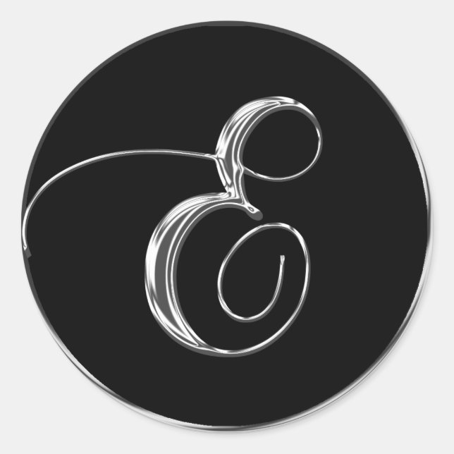 Boda Formal Plata Y Negro Monograma E Sello (Anverso)