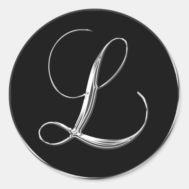 Boda Formal Plata Y Negro Monograma L Sello (Anverso)