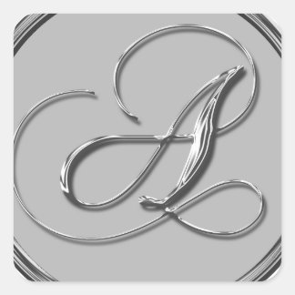 Boda formal plateado Monograma A sello