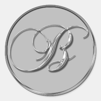Boda formal plateado Monograma B Pegatina de sello