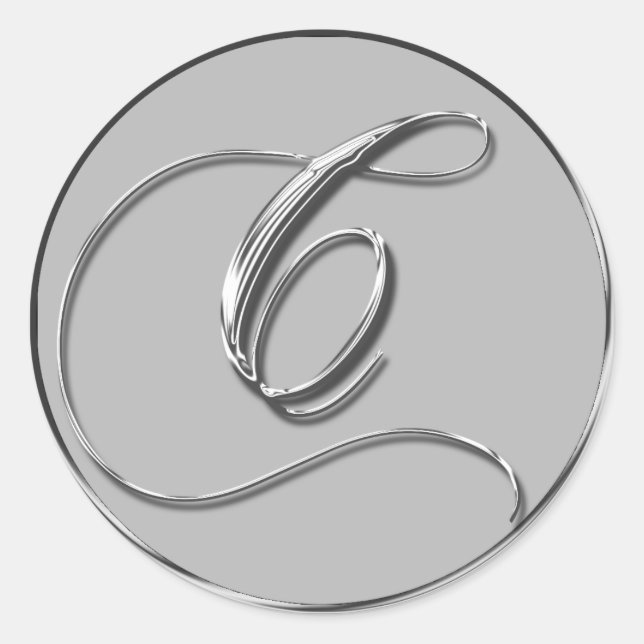 Boda formal plateado Monograma C Sello (Anverso)