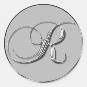 Boda formal plateado Monograma R Sello monogramado