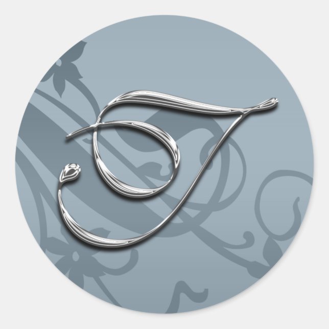 Boda formal plateado Monograma T Sello (Anverso)