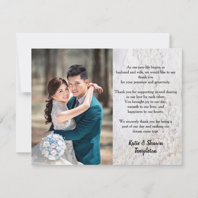 Boda Foto Gracias Doble Cara De Faux (Reverso)