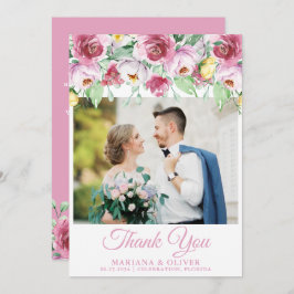 Boda Foto Gracias Tarjeta Floral Amarilla Rosa