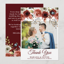 Boda Foto Gracias Tarjeta Mezcla de otoño Floral