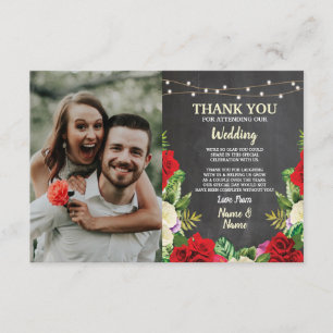 Boda Foto Gracias Tarjeta Tarjetas De Llamadas Roj