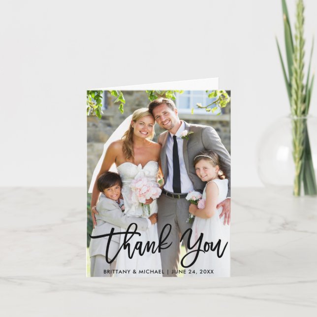 Boda Foto guión moderno de pincel Gracias Nota (Anverso)