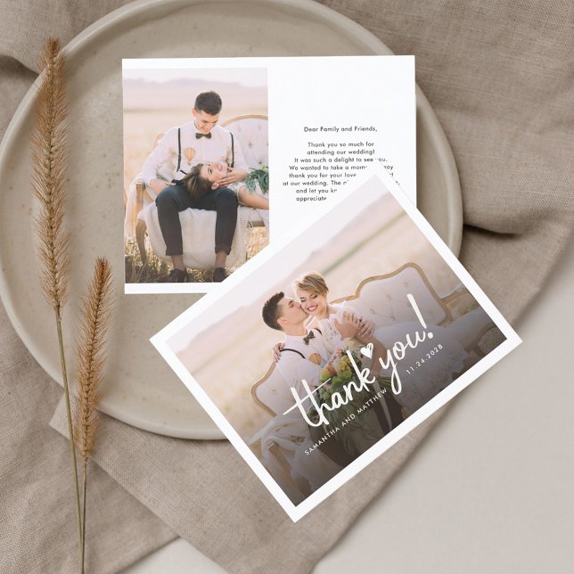 Boda Foto Love Heart Tarjeta de agradecimiento (Wedding Day Photos Thank You Cards)