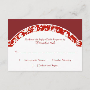 Boda fotográfica de Damasco rojo y blanco RSVP